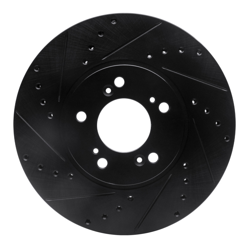 Acura RL Brake Rotor (1) - Front Left - R1 Concepts - Drilled & Slotted - Black - `99-`04